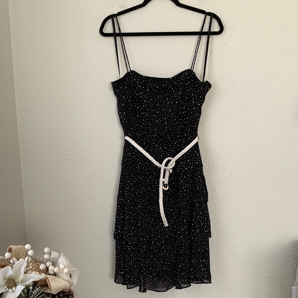 Scarlett Elegant Raffles Spaghetti Straps Polka Dot Zip Dress Size 16
